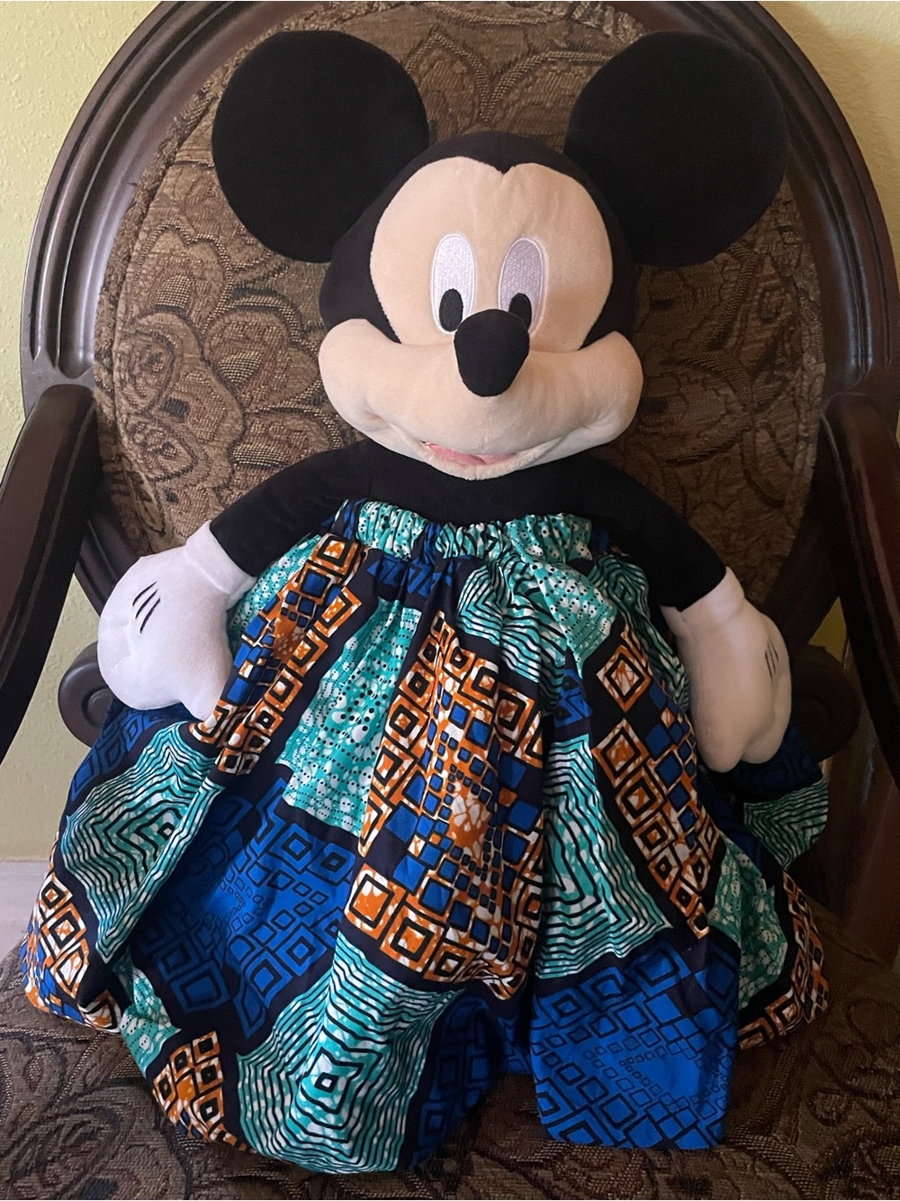 Kids Casual Dress - Blue, Teal & Orange Patterned Skirt